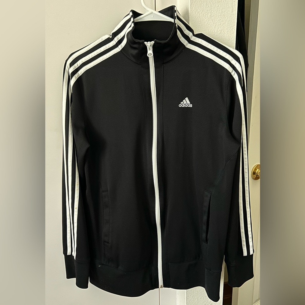 Black with white Adidass stripes jacket